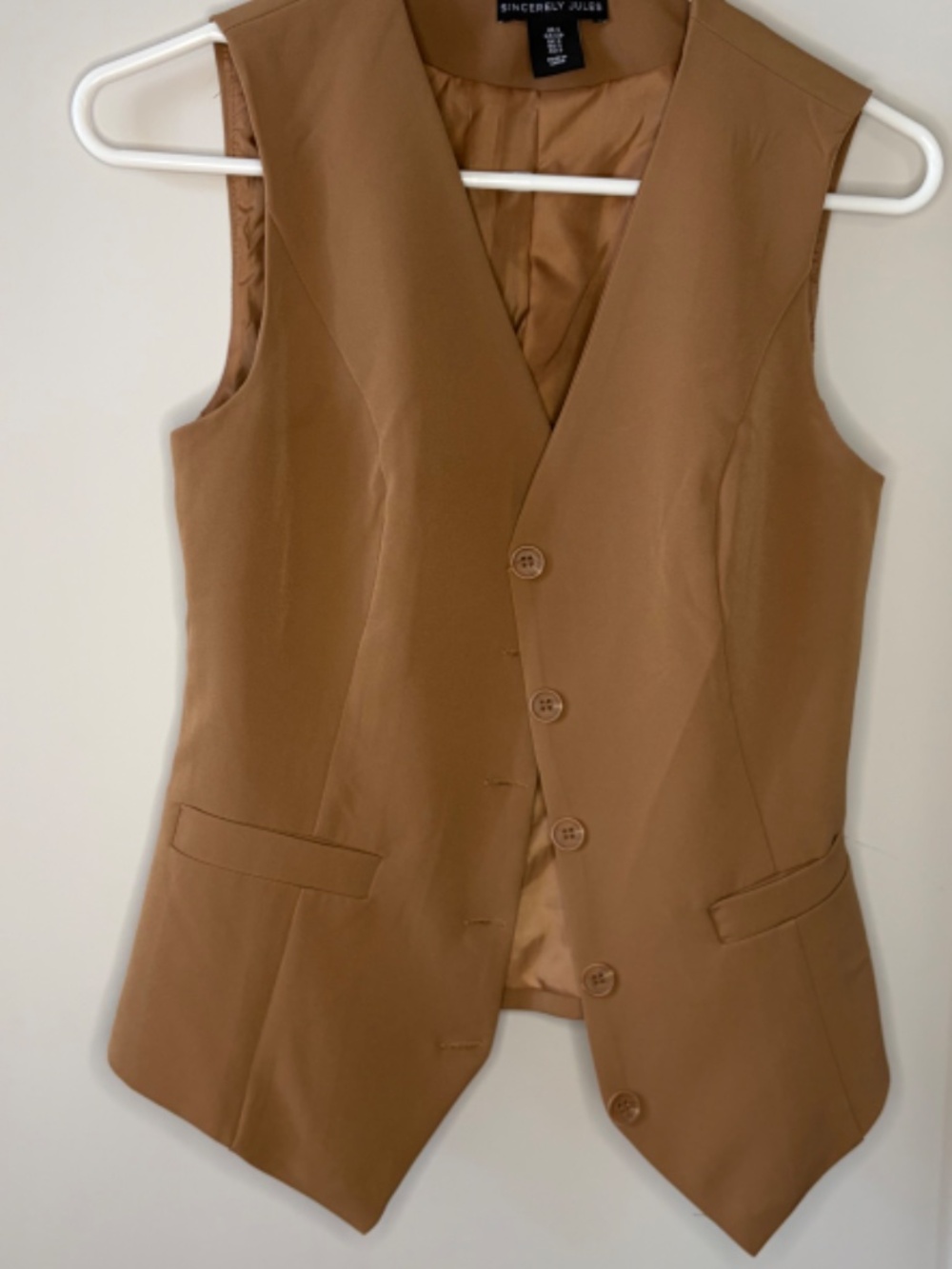 Sincerely Jules Camel Tan Tailored Suit Vest. Size Small. - Picture 2 of 4